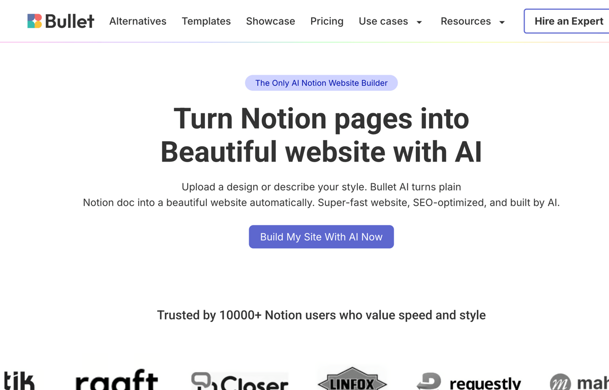 Bullet.so Notion website builder 