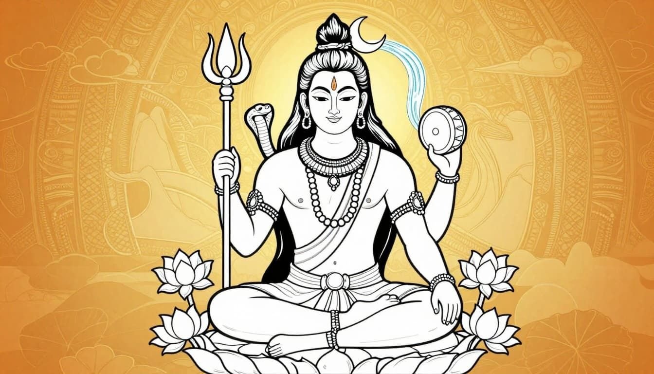 Mahashivratri Coloring Pages: Shiva Drawing for Kids and Activity Printables