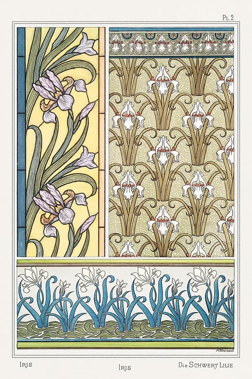 Iris from La Plante et ses Applications ornementales, illustrated by Maurice Pillard Verneuil.