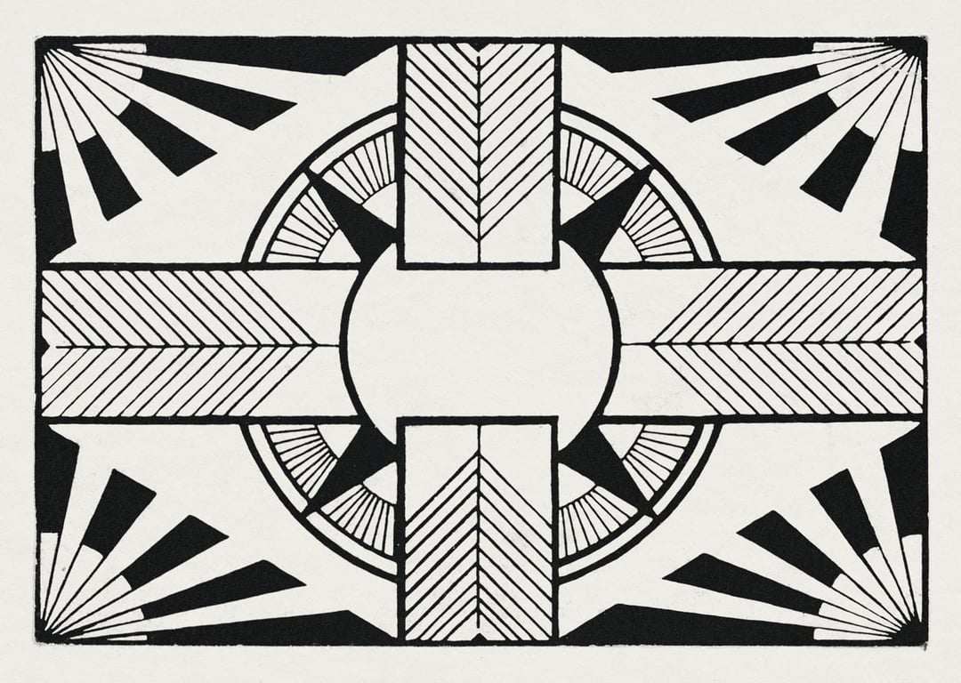 Ornament with circle and cross (1905) print in high resolution by Samuel Jessurun de Mesquita.