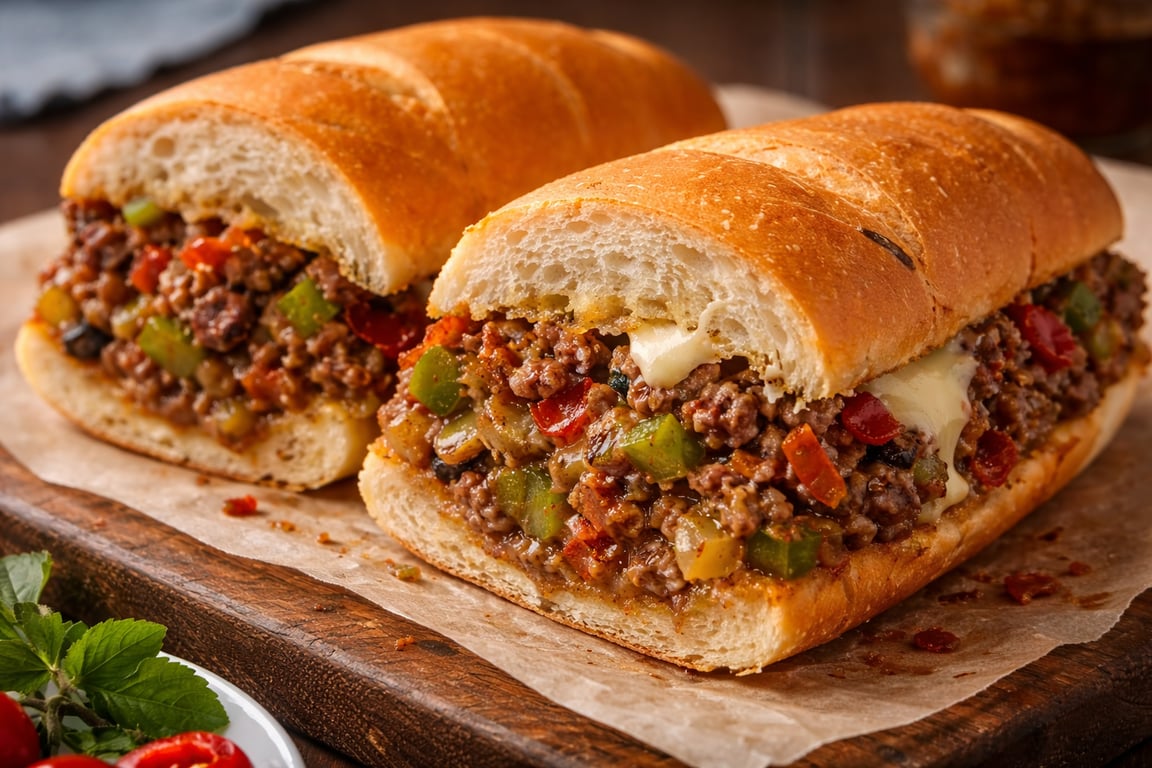 Sloppy Joe Cheesesteaks (Not Quite a Chopped Cheese)