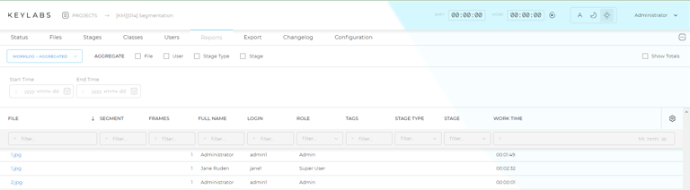 Worklog report - Aggregated