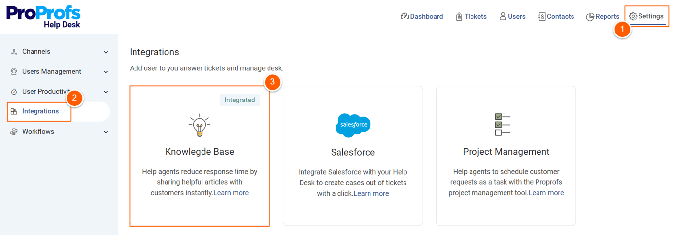 ProProfs Knowledge Base dashboard