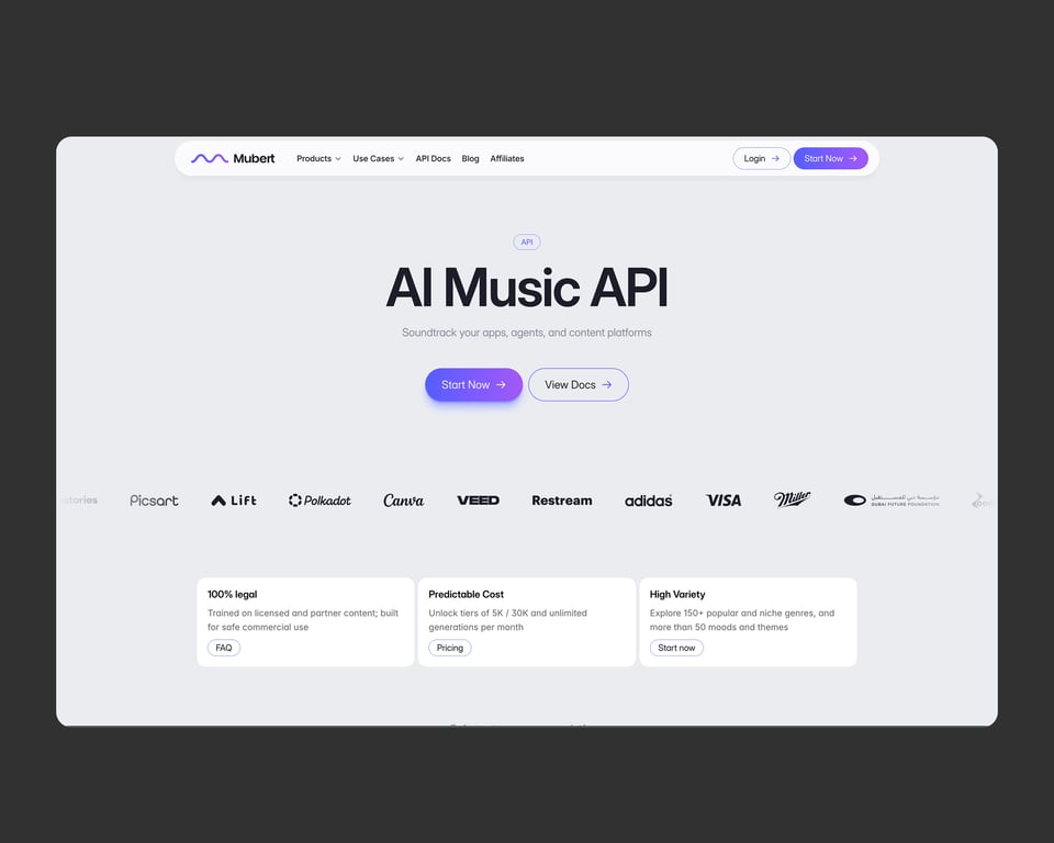 Mubert: Endless Background Music with API for Pros