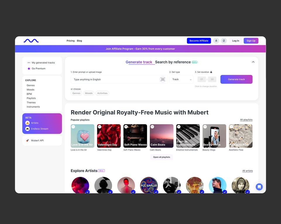Mubert: Streamable AI Tracks and Curated Playlists in Seconds