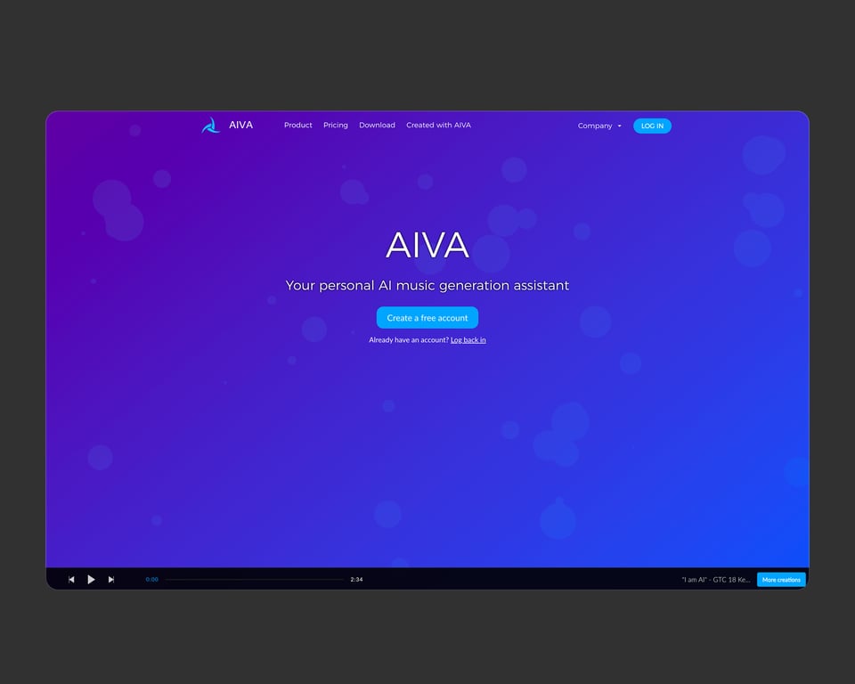AIVA AI Music Generator – Best for Soundtracks and Orchestral Music