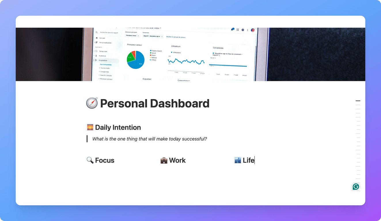 Creating multi-column sections in a Notion dashboard