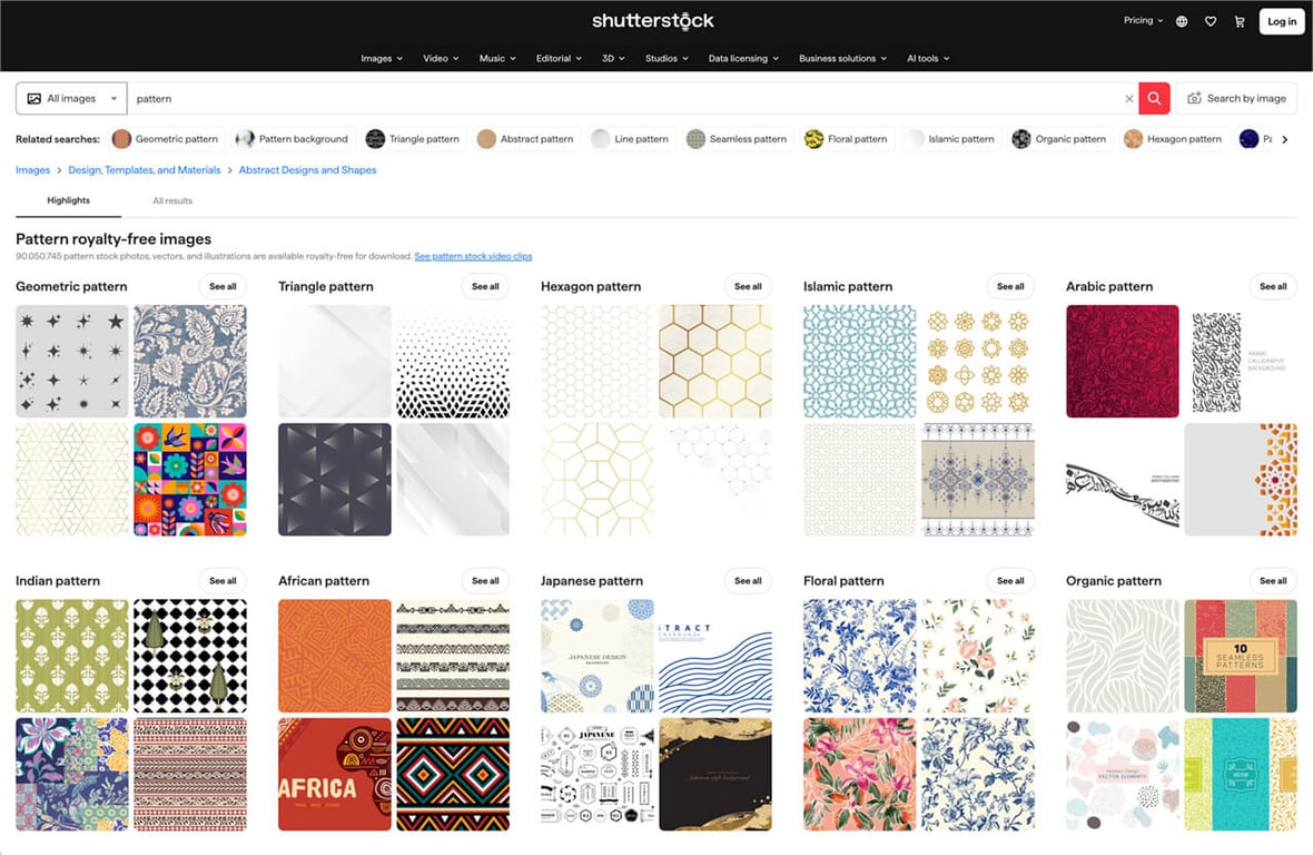 It can be daunting to see how many patterns are out there in the digital marketplaces (shown here: Shutterstock)