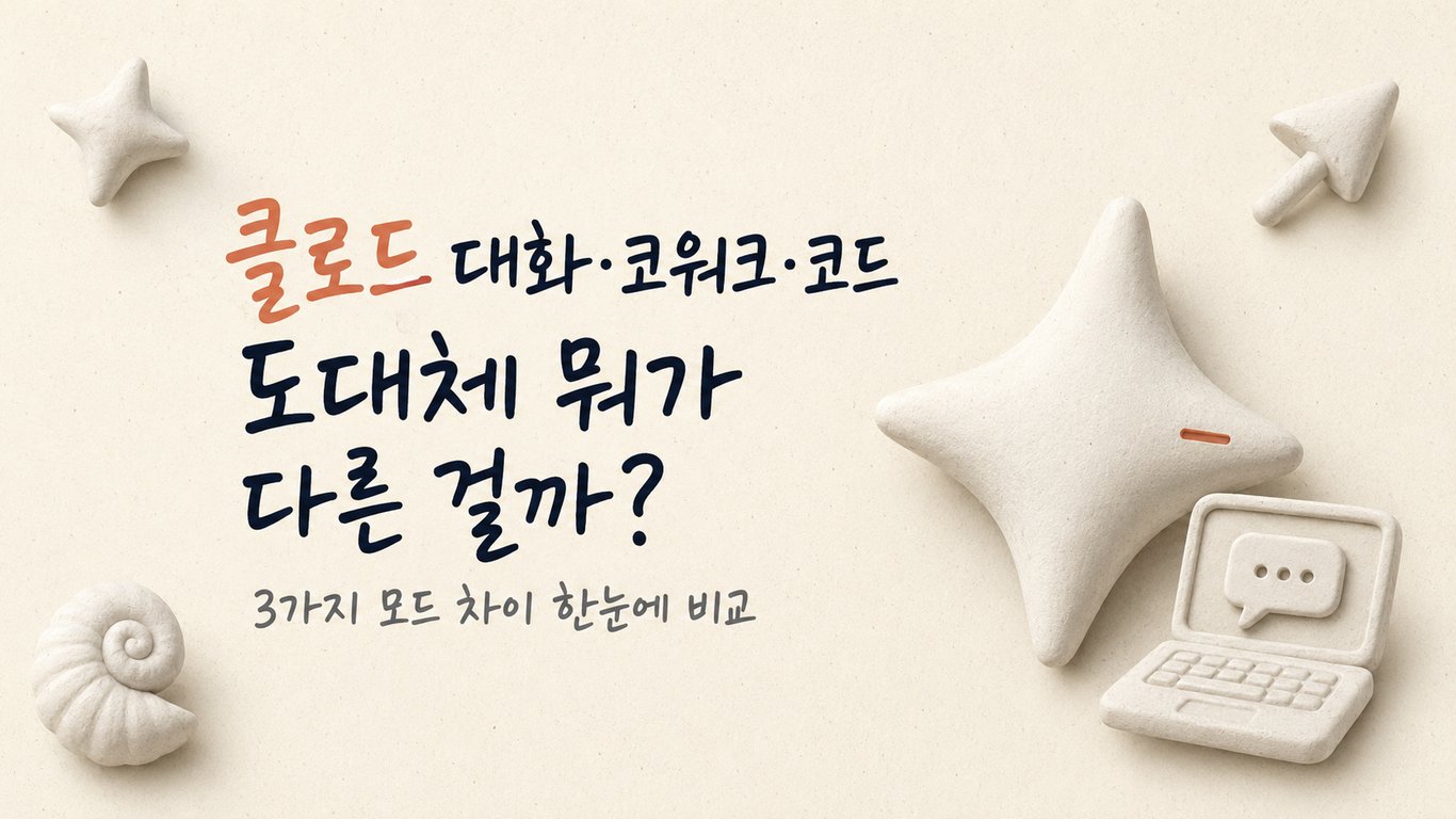 클로드 대화, 코워크, 클로드 코드 도대체 뭐가 다른 걸까요? 세가지 기능 차이 비교했습니다!