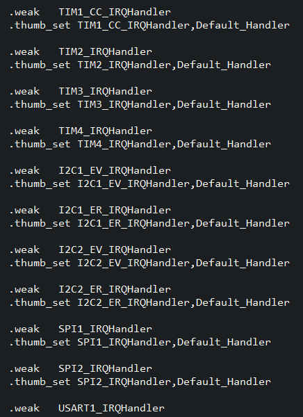 [ Startup 파일에 weak로 정의된 ISR ]