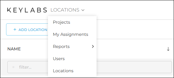 Location tab in main menu