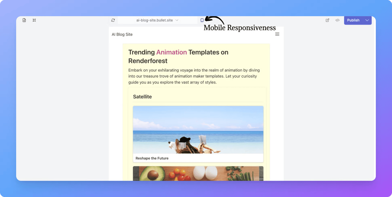 Mobile preview of a Notion photography portfolio website