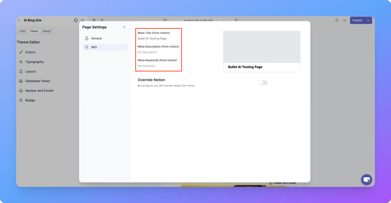 Setting SEO title and meta description for portfolio pages