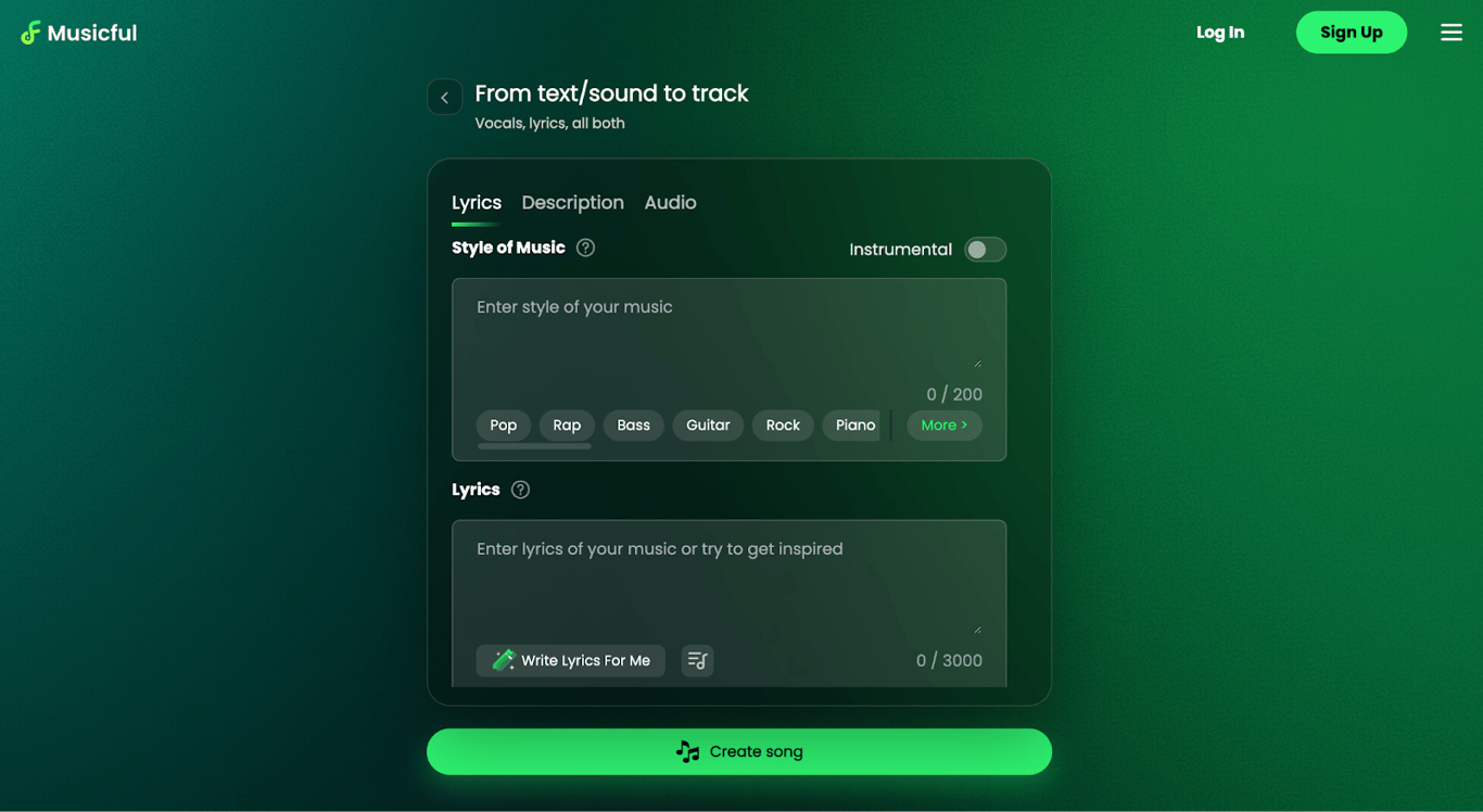 Musicful Text-to-Music-Video Interface