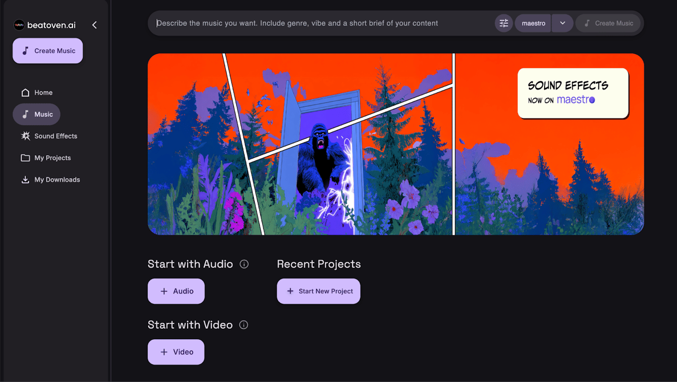 Beatoven Mood-Based Music Creation Interface