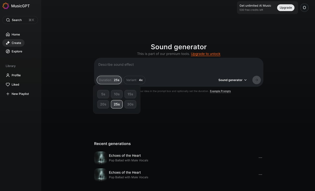 MusicGPT Dashboard Interface with Editing Tools