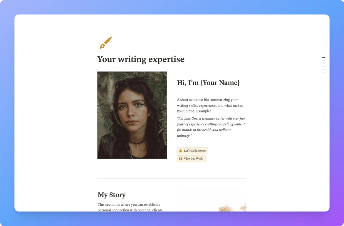 Faye freelance writer portfolio template