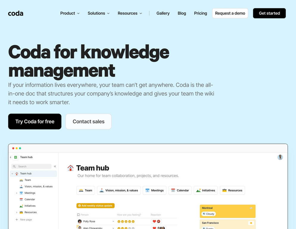 Coda knowledge management