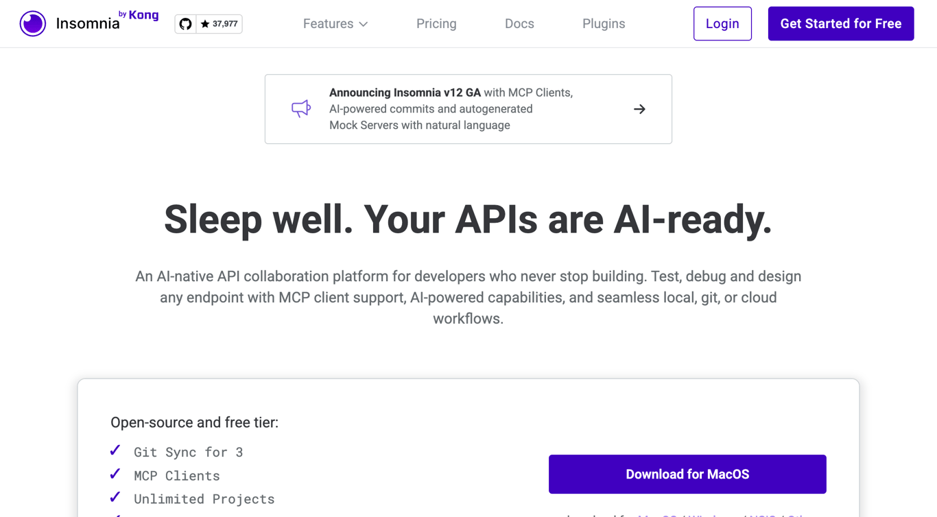 Insomnia API client interface