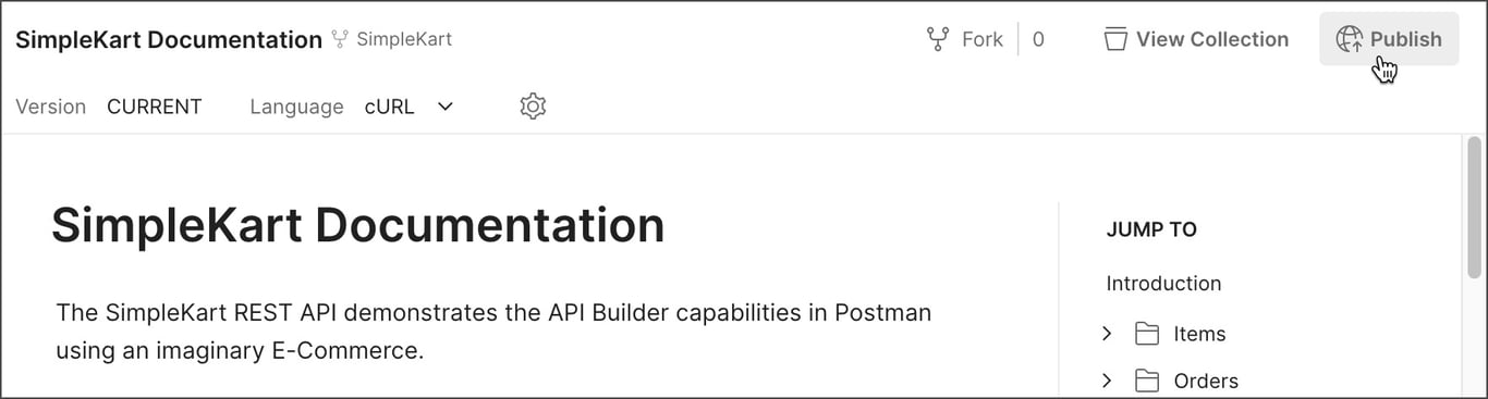 Postman auto-generated API documentation