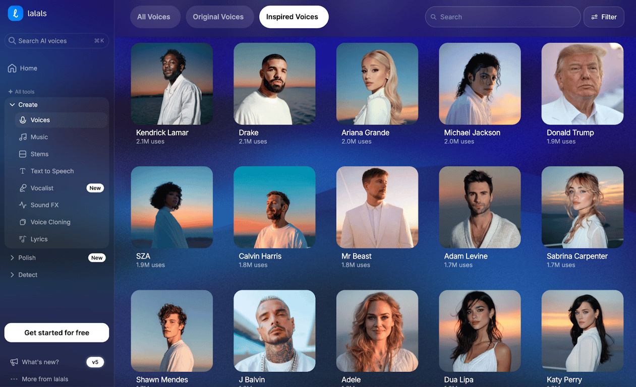 Drake AI Inspired Voice on Lalals voice library