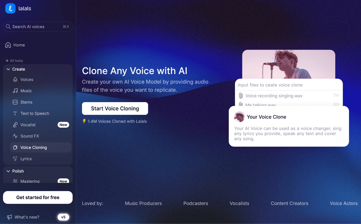 Clone Any Voice with AI – Lalals
