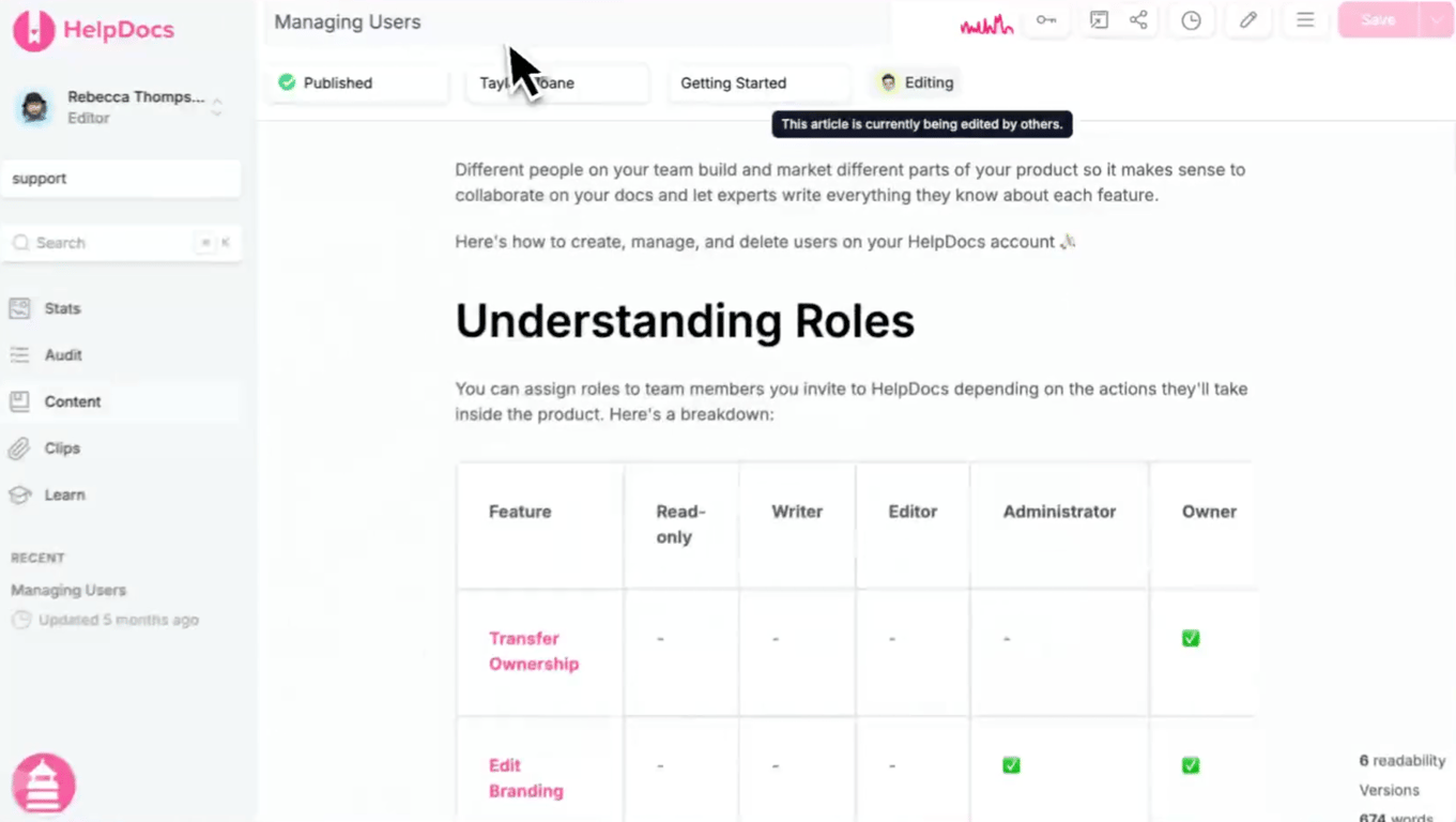 HelpDocs collaboration tools