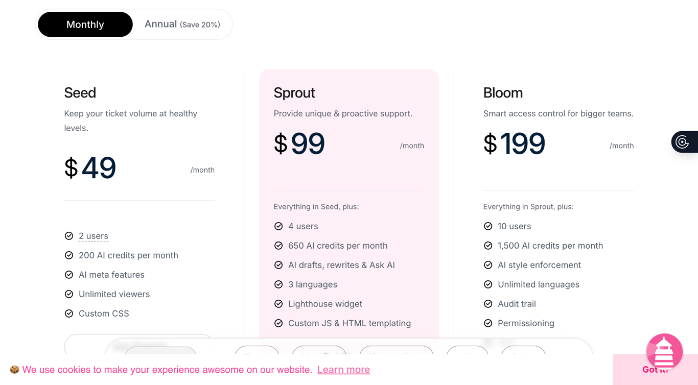 HelpDocs Pricing detail