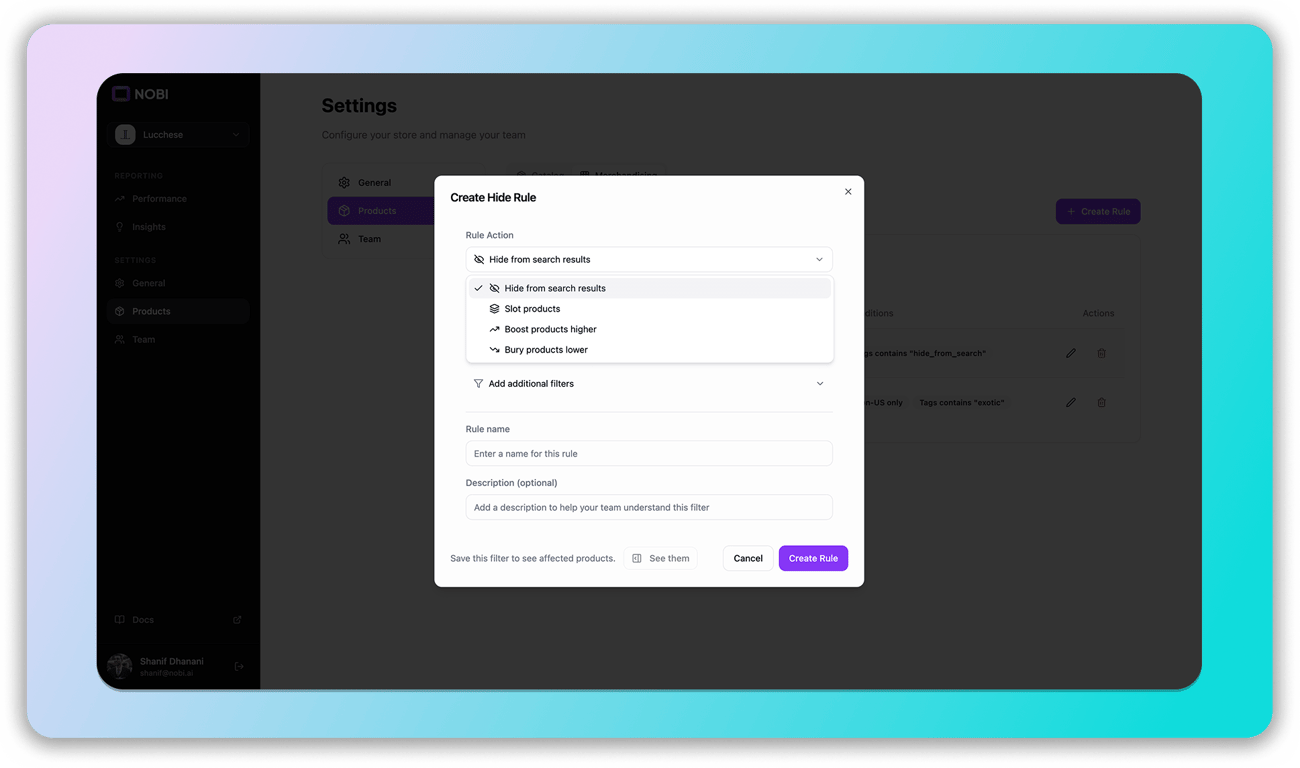 A preview of Nobi’s merchandising screen in the dashboard