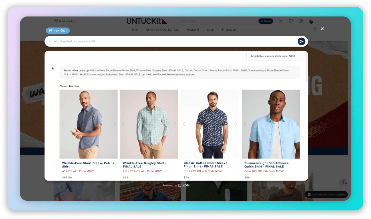 Nobi’s conversational search in action
