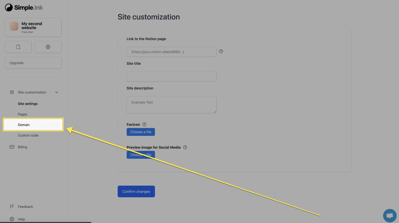 Simple.ink SEO settings dashboard