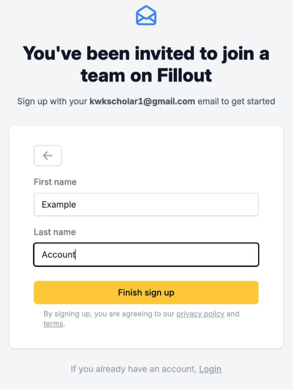 Enter your first and last name