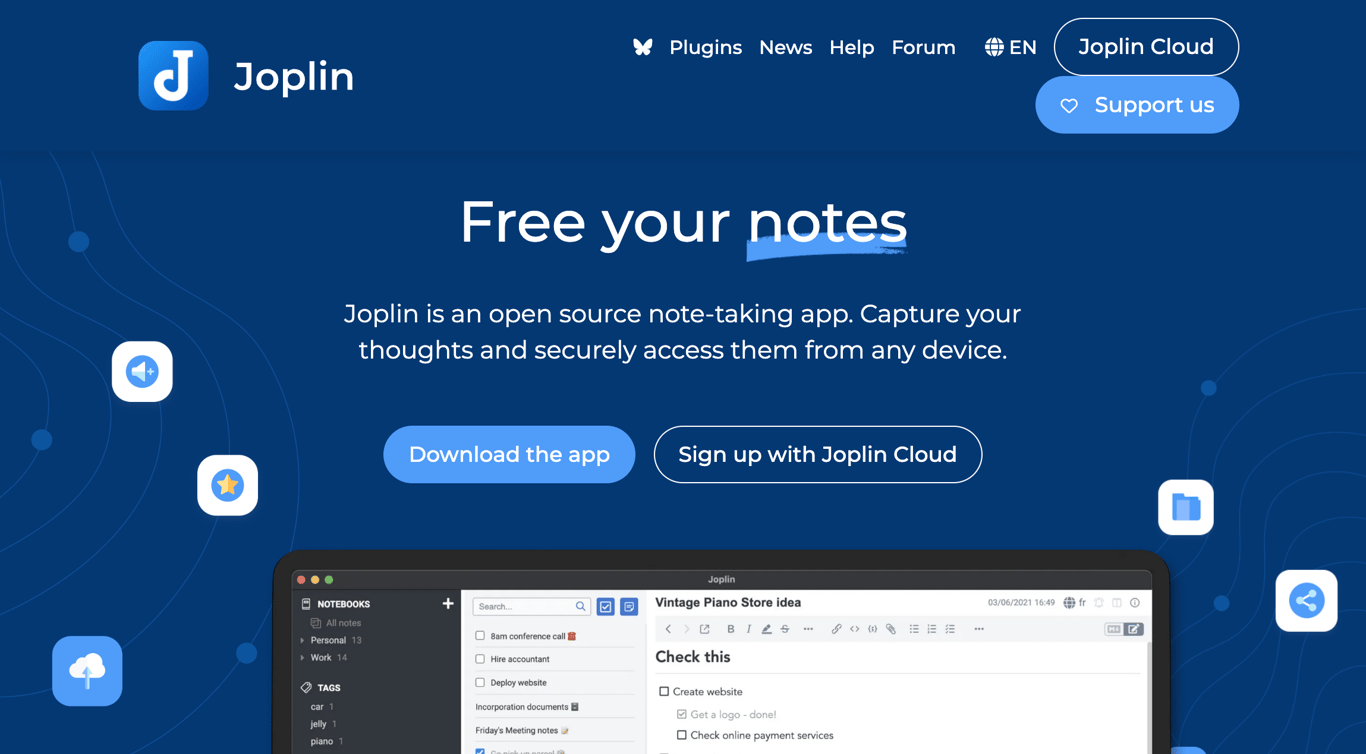 Joplin markdown note editor