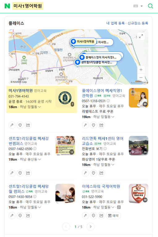 Screenshot of Naver search results 