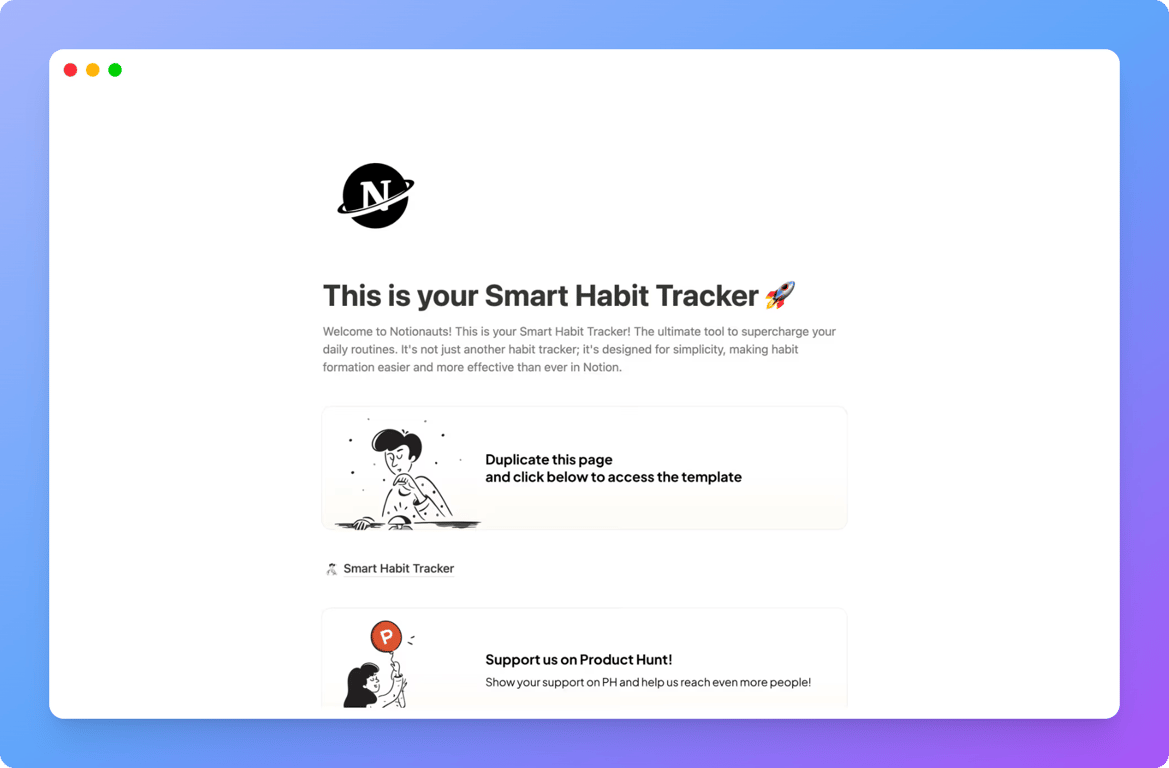 Smart habit tracker by Notionauts