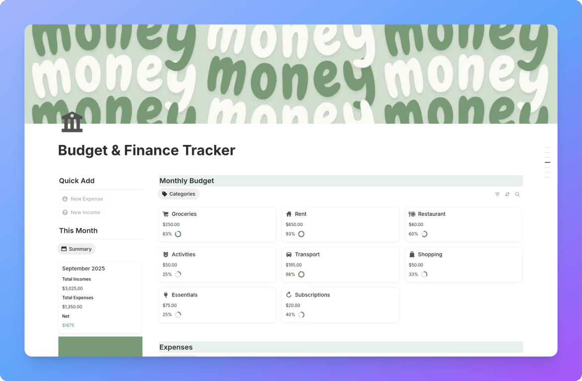 Budget tracker by Katia Creates