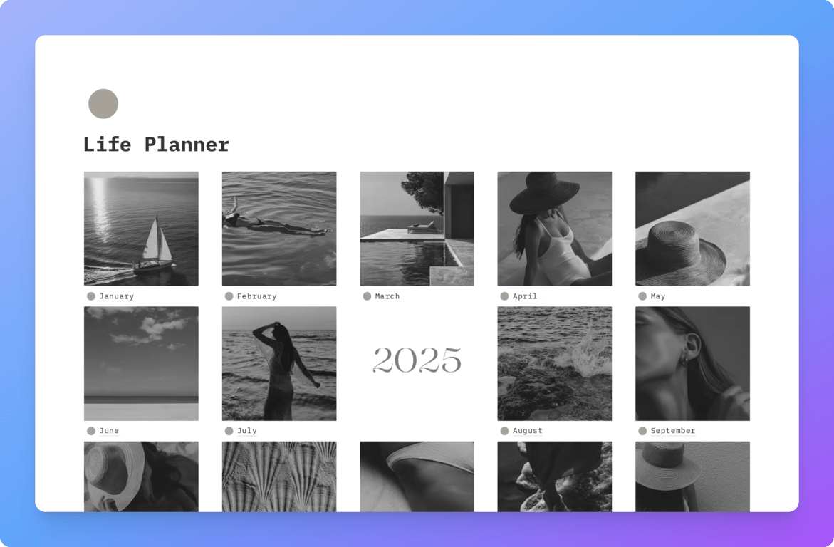 Life dashboard by myaestheticnotion
