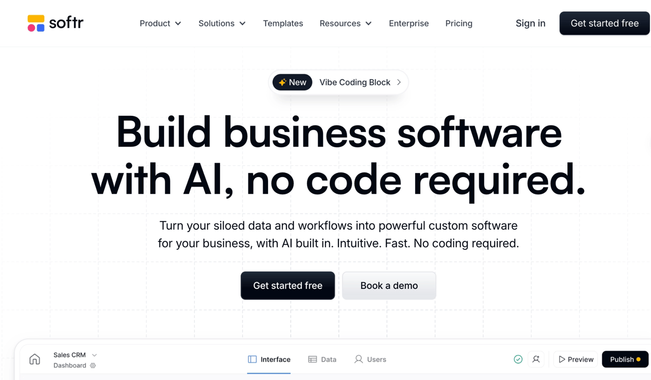 Softr portal builder interface
