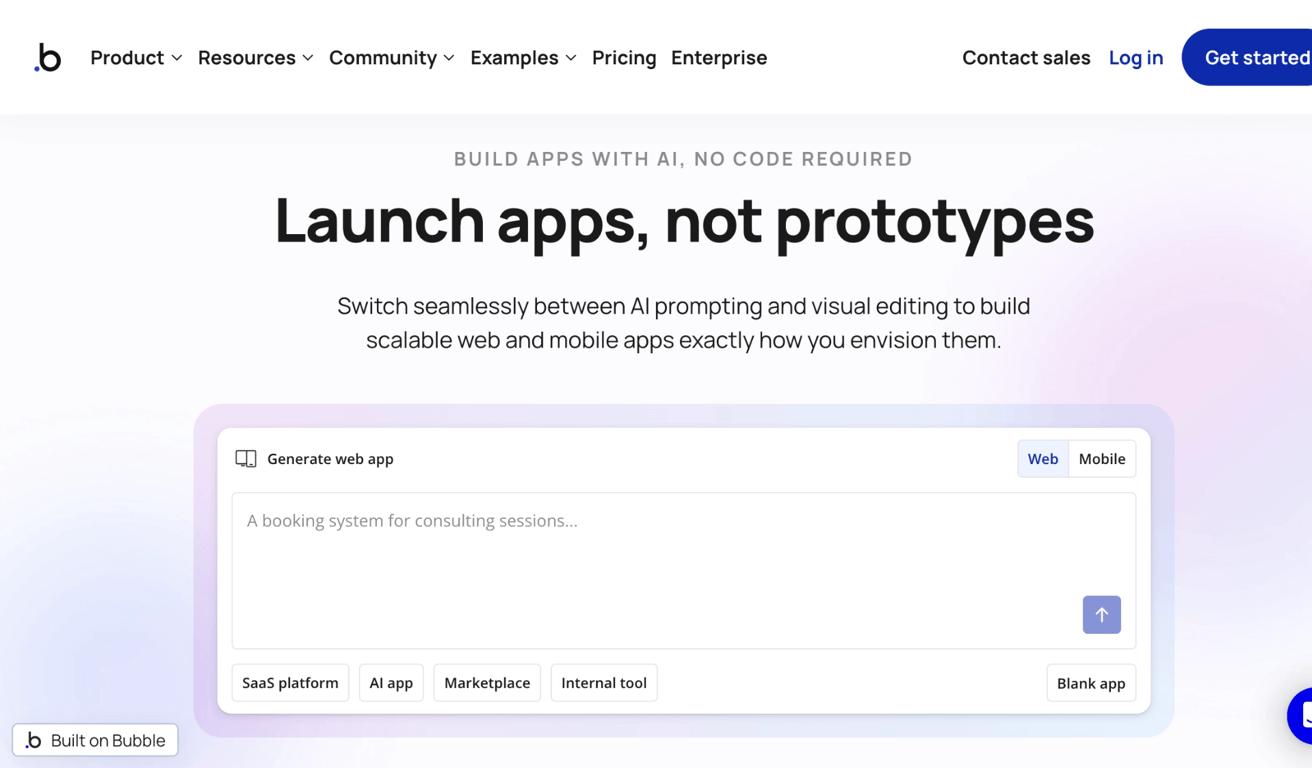 Bubble web app editor
