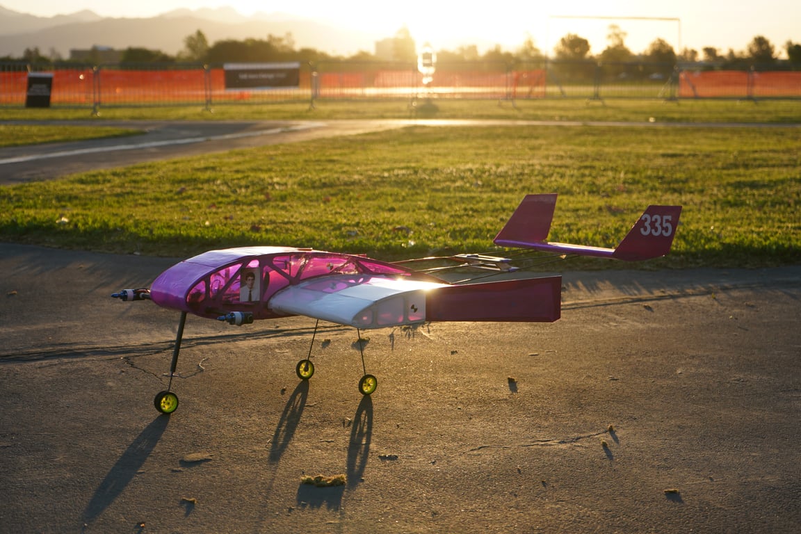 Our competition plane, Lou, dedicated to the retiring Dr. Lulay, a legend in the UP engineering department.