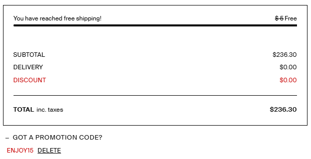 COS 프로모션코드 적용 후 가격할인