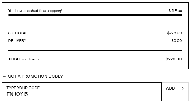 COS 프로모션 코드 입력