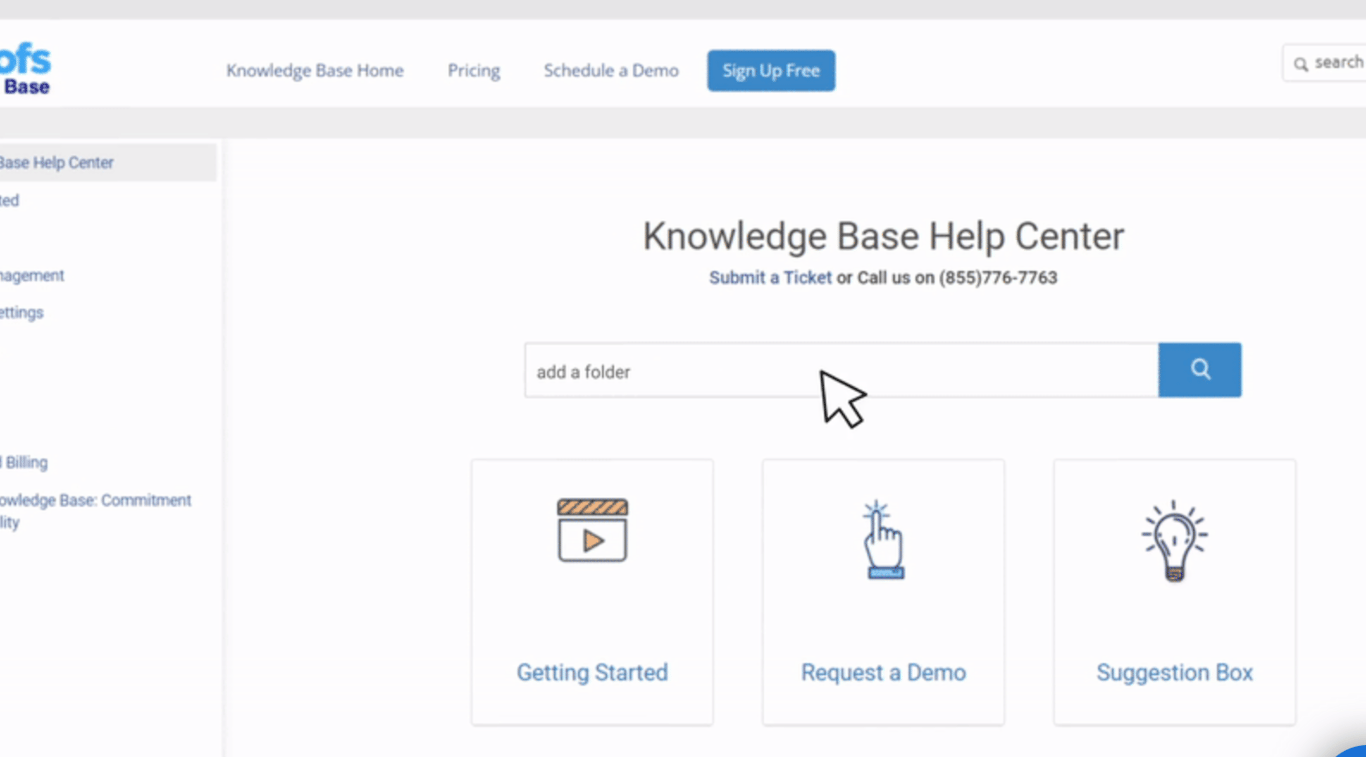 ProProfs search functionality
