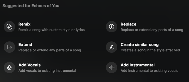 MusicGPT song editing tool options
