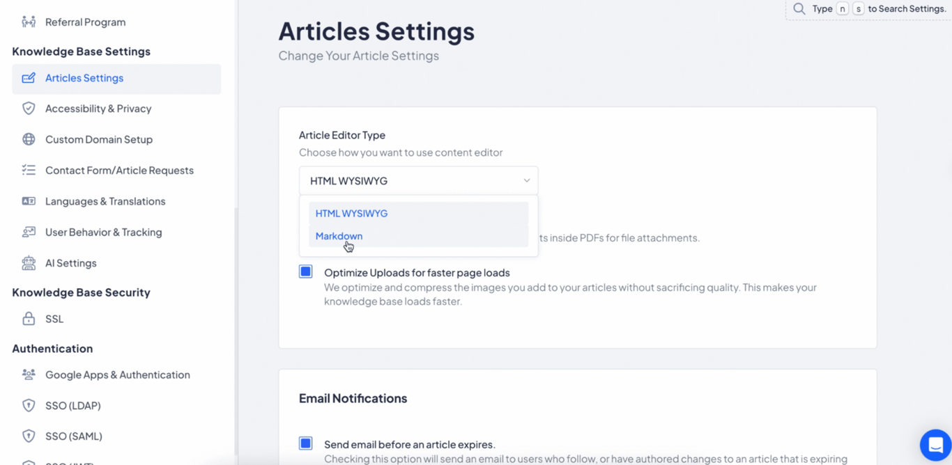 Helpjuice article editor interface