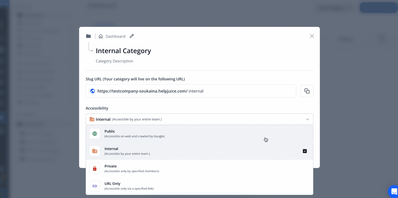 Helpjuice security settings panel