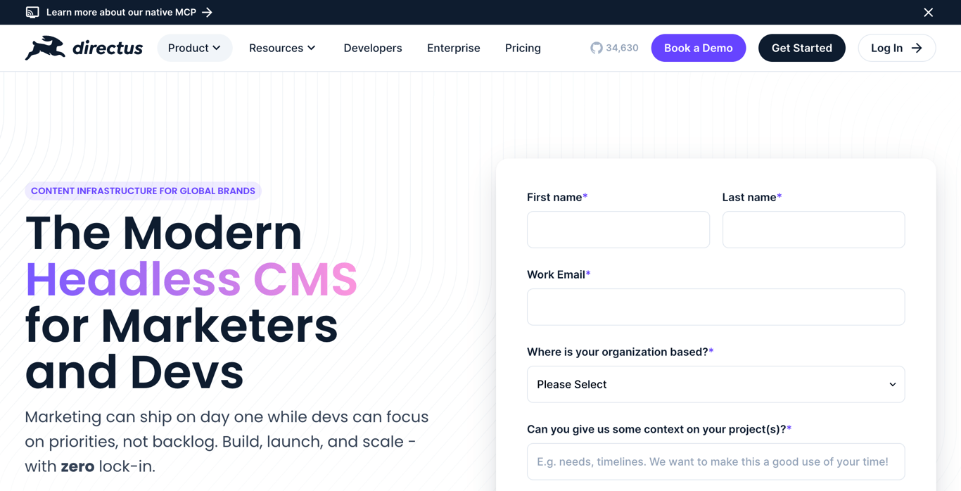 Directus headless CMS interface
