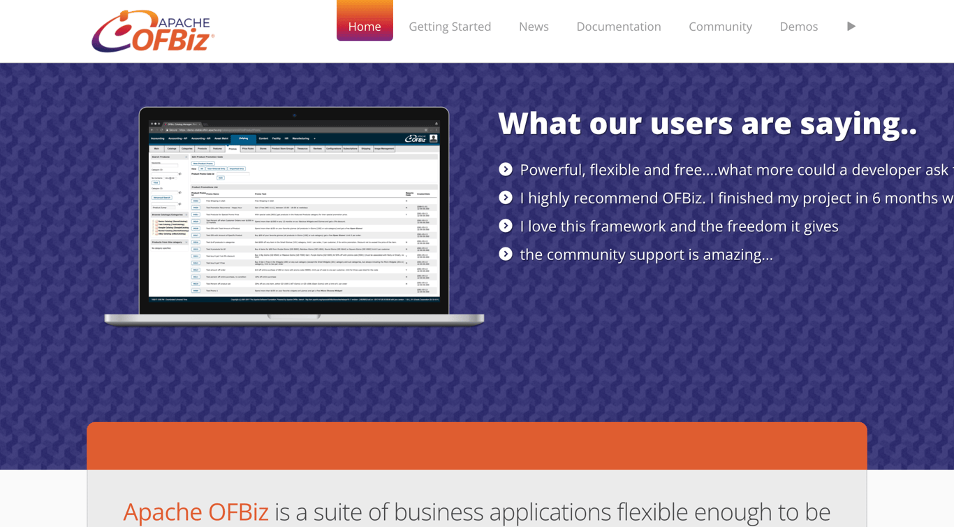 Apache OFBiz interface