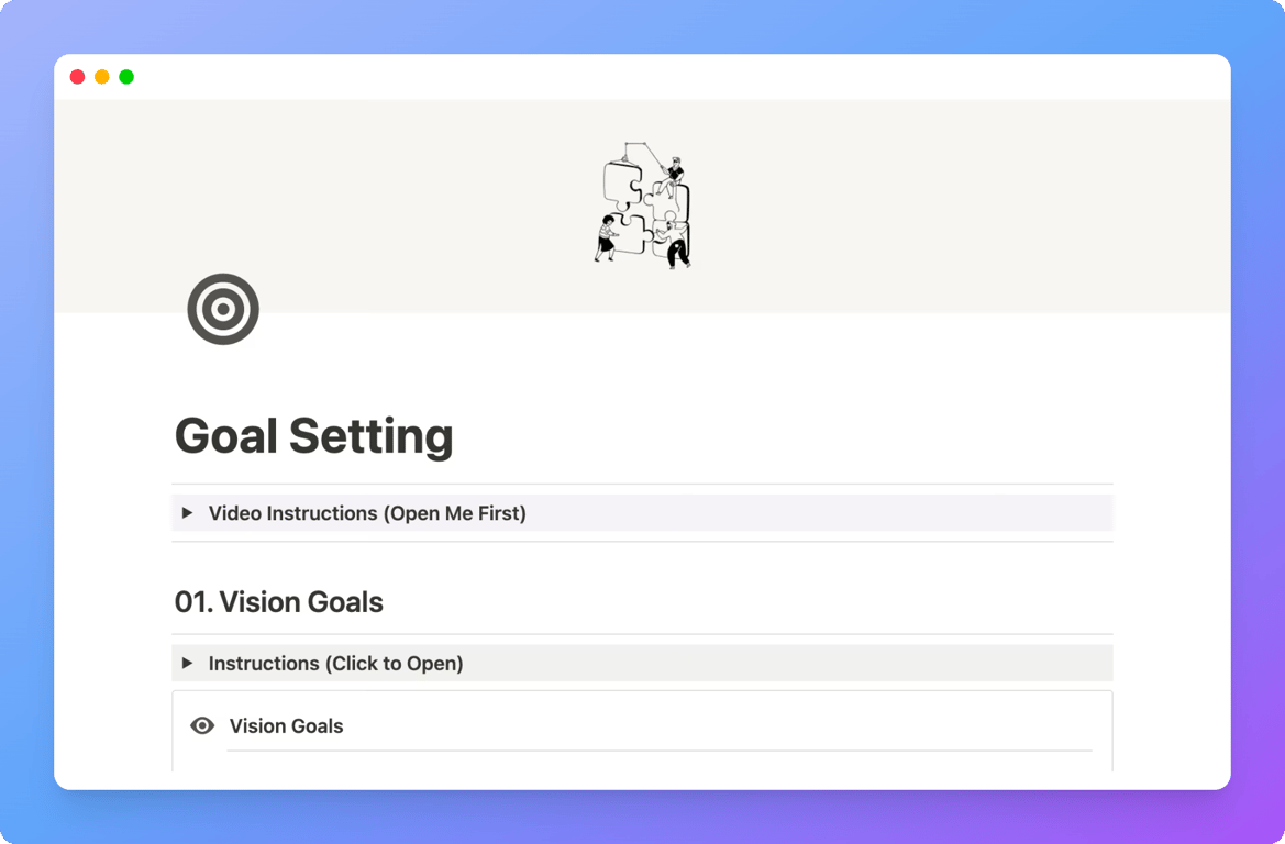 Goal Tracking Notion template