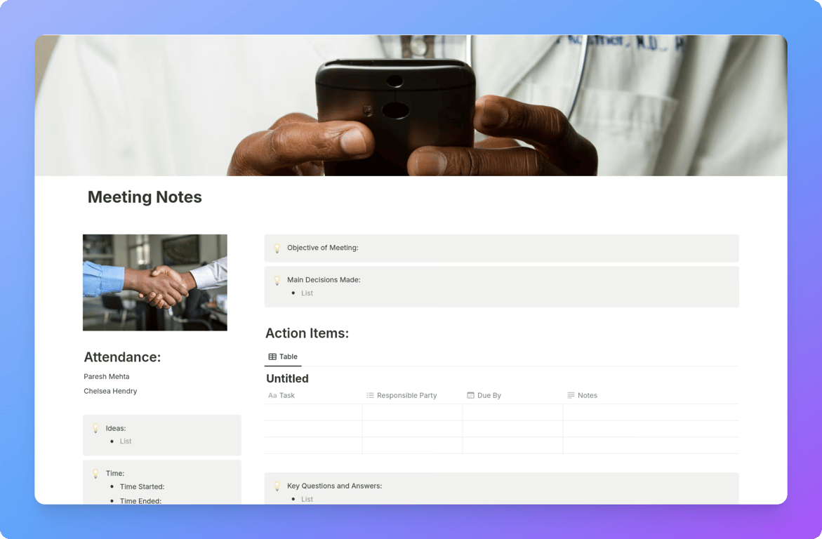 Meeting Notes Notion template